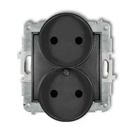 Gniazdka elektryczne - Karlik Gniazdo podwójne bez uziemienia grafit 11MGPR-2p - miniaturka - grafika 1