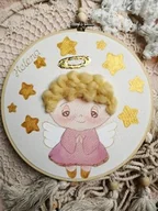 Ikony i obrazy sakralne - Obrazek z aniołem, pamiątka Chrztu narodzin dla dziewczynki - miniaturka - grafika 1