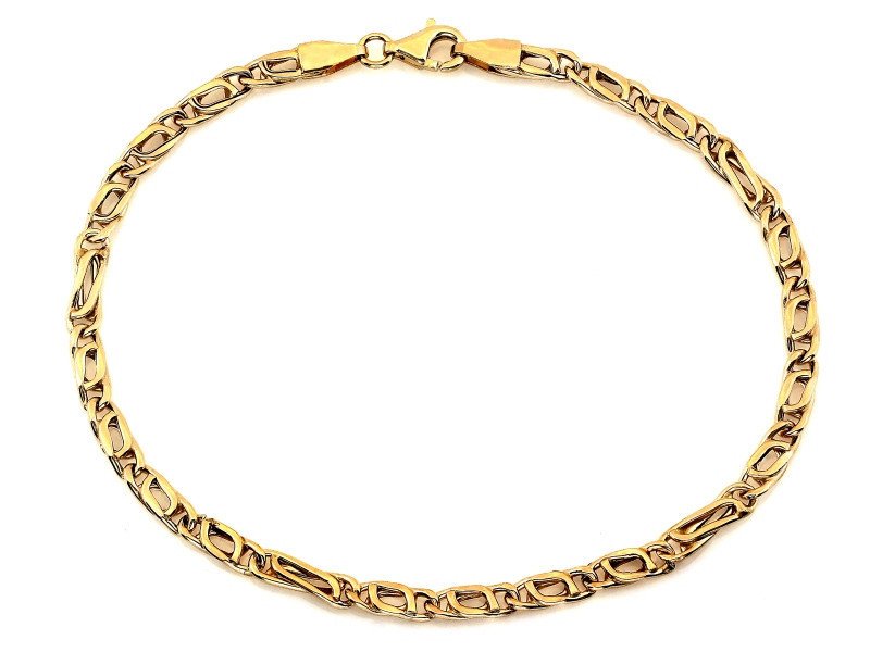 Złota bransoleta 585 klasyczny splot tygrysie oko tiger 19cm na prezent