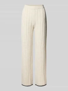 Spodnie rozszerzane o kroju regular fit z prążkowaniem model ‘CHICK’ - Spodnie damskie - miniaturka - grafika 1