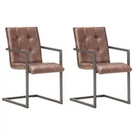 Krzesła - vidaXL Lumarko Krzesła stołowe, wspornikowe, 2 szt., postarzany brąz, skóra 321849 - miniaturka - grafika 1