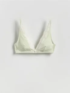 Reserved - Miękki biustonosz z koronką - jasnozielony - Biustonosze - miniaturka - grafika 1