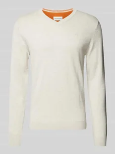 Sweter z dzianiny o kroju regular fit z dekoltem w serek - Swetry męskie - miniaturka - grafika 1