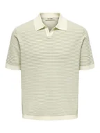 Koszulki męskie - Only & Sons Polo Kian 22033457 Beżowy Relaxed Fit - miniaturka - grafika 1