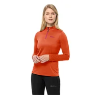Koszulki sportowe damskie - Damska koszulka termoaktywna z długim rękawem Jack Wolfskin SKY THERMAL HZ W vibrant orange - M - miniaturka - grafika 1