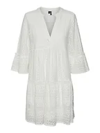 Koszulki i topy damskie - VERO MODA Damska tunika VMHONEY LACE 3/4 V-Neck Tunic WVN Top, Snow White, XL, Snow White - miniaturka - grafika 1