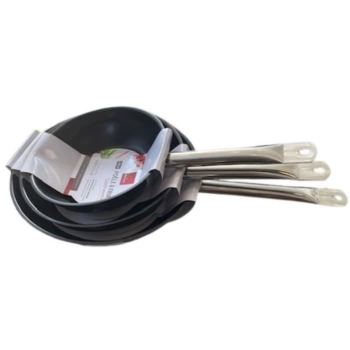 Zestaw 3 patelni - BAUMALU - Gastronomia - 20 / 24 / 28 cm - Stal nierdzewna