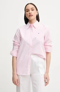 Tommy Hilfiger koszula bawełniana damska kolor różowy regular z kołnierzykiem klasycznym WW0WW46111 - Koszule damskie - miniaturka - grafika 1
