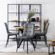 Krzesła - Zestaw 4x Krzesło Tapicerowane PERU do Jadalni Szare Welurowe Nowoczesne Loft - miniaturka - grafika 1