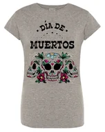 Koszulki i topy damskie - T-Shirt damski nadruk kolorowe CZASZKI r.S - miniaturka - grafika 1