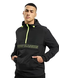 Kurtki męskie - Urban Classics Męska kurtka przeciwdeszczowa Contrast Pull Over Jacket, Black/Electriclime, 3XL - grafika 1