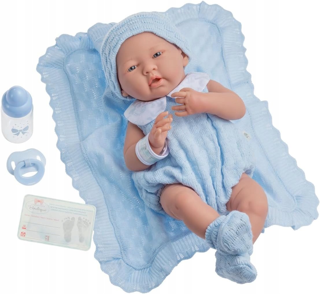 Lalka Noworodek 38 CM Winylowa Realistyczna Z Kocykiem I Czapeczką 2+