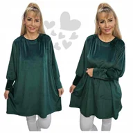 Bluzki damskie - LUŹNA BLUZA WELUROWA otulająca tunika bluzka BAWEŁNA 50 52 5XL 6XL 3173 - miniaturka - grafika 1