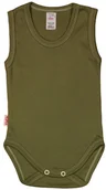 Body dla niemowląt - BODY ramiączko RAMKA bez rękawa KHAKI Oliwka r 62 KLEKLE - miniaturka - grafika 1