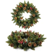 Ozdoby bożonarodzeniowe - WIANEK STROIK świąteczny z jarzębiną i szyszkami PREMIUM 40 cm - miniaturka - grafika 1