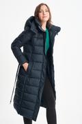 Płaszcze damskie - Prosty pikowany płaszcz z paskiem - Greenpoint - miniaturka - grafika 1