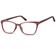 Okulary korekcyjne, oprawki, szkła - Damskie okulary optyczne zerówki kocie oczy Sunoptic CP118D bordowe - miniaturka - grafika 1