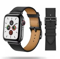 Akcesoria do smartwatchy - Skórzana bransoleta z zapięciem Apple Watch ( 42 / 44 / 45 / 49 mm ) czarny - miniaturka - grafika 1