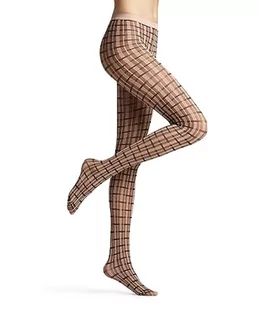 FALKE Damskie rajstopy Powder Check zrównoważony nylon półprzezroczysty wzór 1 sztuka rajstopy, beżowe (Nougat 5158), M-L, beżowy (Nougat 5158), M-L - Rajstopy - miniaturka - grafika 1