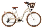 Rowery - Rower miejski damski z przerzutkami Goetze 26 cali kremowy - miniaturka - grafika 1