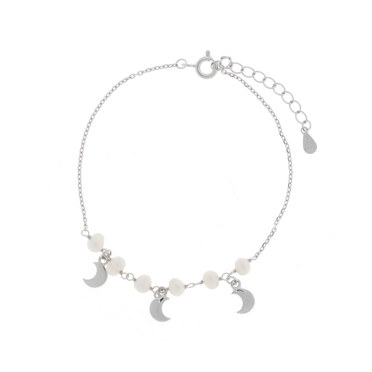 Srebrna bransoletka 925 Księżyc Perełki