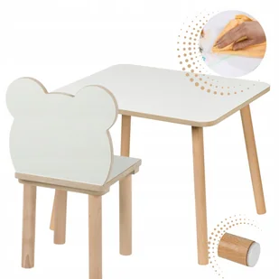 Stolik i krzesełko dla dzieci 50 x 60 x 47cm zestaw mebli MDF + drewno - Zestawy mebli dla dzieci - miniaturka - grafika 1