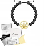 Bransolety męskie - Bransoletka Złota MARIHUANA Męska z Perłami SREBRO 925 DEDYKACJA GRATIS - miniaturka - grafika 1