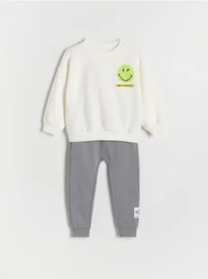 Reserved - Bawełniany komplet SmileyWorld® - złamana biel - Bluzy i sweterki niemowlęce - miniaturka - grafika 1