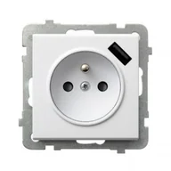 Gniazdka elektryczne - Ospel Sonata biały gniazdo z uziemieniem + USB GP-1RZPUSB/m/00 - miniaturka - grafika 1