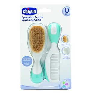 Chicco Zestaw grzebień i szczotka naturalne włosie niebieski - Szczotki do włosów dla dzieci - miniaturka - grafika 3