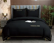 Pościel - Cotton World Pościel 160x200 4cz FHY2764 czarna lamówka - miniaturka - grafika 1