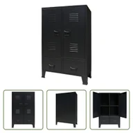 Szafy - The Living Store Szafa metalowa w stylu industrialnym 67 x 35 x 107 cm czarna - miniaturka - grafika 1