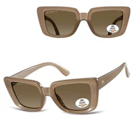 Okulary korekcyjne, oprawki, szkła - Damskie okulary przeciwsłoneczne kocie z polaryzacją MP193B brązowe - miniaturka - grafika 1