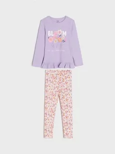 Sinsay - Komplet: koszulka i legginsy - fioletowy - Dresy i komplety dla dziewczynek - miniaturka - grafika 1