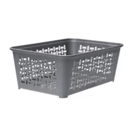 Pudła i pojemniki do przechowywania - Koszyk plastikowy Sierra 24,5 x 14,5 cm srebrny - miniaturka - grafika 1