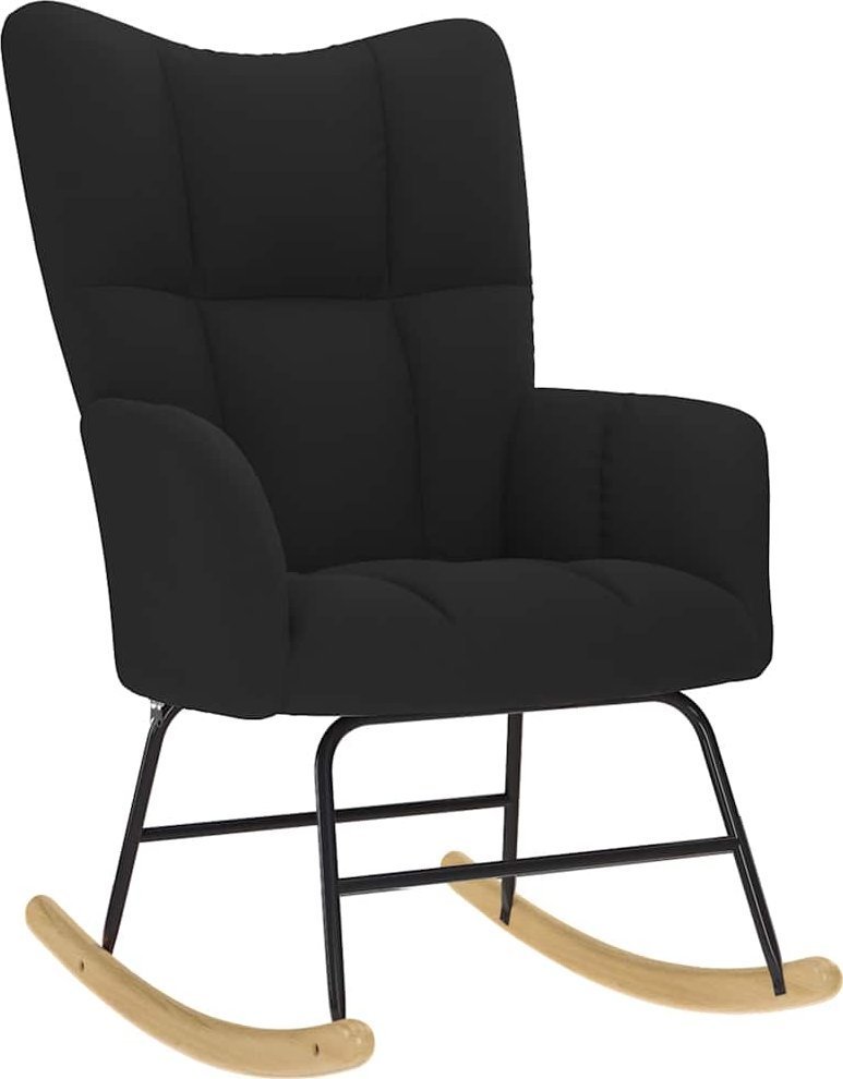 Fotel bujany, czarny, tapicerowany tkaniną