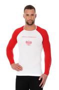 Koszulki sportowe męskie - Koszulka termoaktywna męska z długim rękawem Brubeck 3D Husar PRO LS13190 biało-czerwony - miniaturka - grafika 1