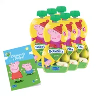 Desery dla dzieci - BoboVita Zestaw Świnka Peppa Mus gruszka po 6 miesiącu Zgrzewka + Kolorowanka Peppa GRATIS 6 x 100 g - miniaturka - grafika 1