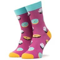 Skarpetki damskie - Skarpety Wysokie Unisex DOTS SOCKS - DTS-SX-420-F Fioletowy Kolorowy - miniaturka - grafika 1