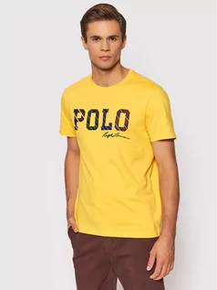 Koszulki męskie - Ralph Lauren Polo T-Shirt 710853265002 Żółty Custom Slim Fit - grafika 1