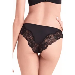 Figi damskie z miękkiej mikrofibry i eleganckiej czarnej koronki Saten 181 Lormar - Majtki damskie - miniaturka - grafika 1
