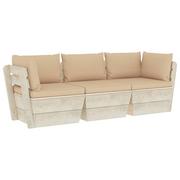 Ławki ogrodowe - vidaXL Ogrodowa sofa 3-osobowa z palet, z poduszkami, drewno świerkowe - miniaturka - grafika 1