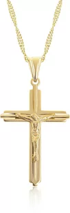 Srebrny pozłacany łańcuszek i krzyżyk z Panem Jezusem - Biżuteria religijna - miniaturka - grafika 1