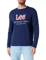 Bluzy męskie - Lee Męska bluza z motywem legendarnym, Denim Crew, Medieval Blue, rozm. XXL, Medieval Blue, XXL - miniaturka - grafika 1