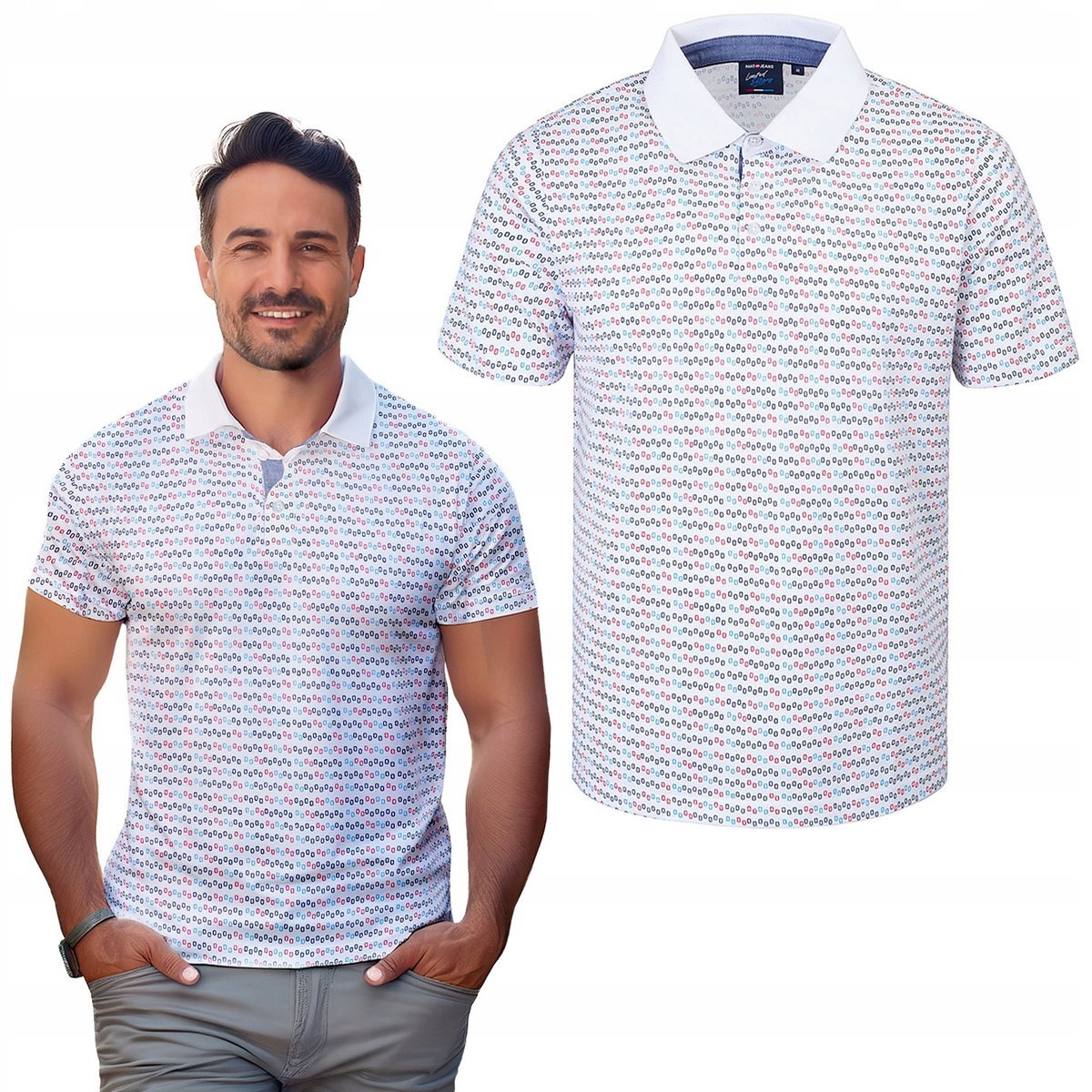 POLO Koszulka Męska BIAŁA Bawełniana AMERICUM Elegancka 2XL Pako Jeans