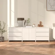 Szafki do salonu - Lumarko 3-cz. szafka boczna, biała, materiał drewnopochodny - miniaturka - grafika 1
