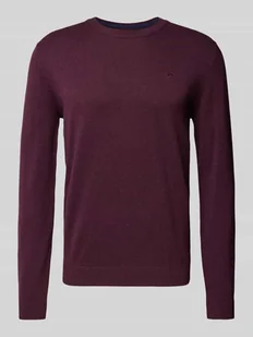 Sweter z dzianiny z wyhaftowanym logo model ‘BASIC’ - Swetry męskie - miniaturka - grafika 1