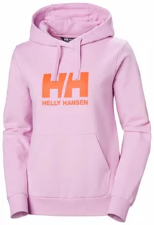 Koszulki sportowe damskie - Damska bluza dresowa nierozpinana z kapturem Helly Hansen HH Logo Hoodie 2.0 - fioletowa - HELLY HANSEN - grafika 1