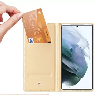 Dux Ducis Skin Pro kabura etui pokrowiec z klapką Samsung Galaxy S22 Ultra złoty - Etui i futerały do telefonów - miniaturka - grafika 2
