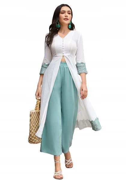 SHEIN SPODNIE ZIELONE PROSTE GŁADKIE CASUAL 38 VWX